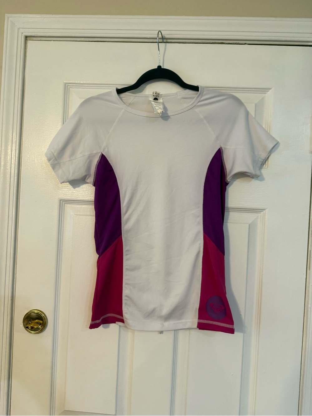 Roxy Women's White, Purple & Magenta Swim Top Rash Guard
